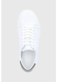 Calvin Klein buty skórzane kolor biały. Nosek buta: okrągły. Zapięcie: sznurówki. Kolor: biały. Materiał: skóra #3