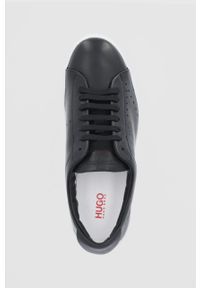 Hugo Buty skórzane Zero kolor czarny na płaskiej podeszwie. Nosek buta: okrągły. Zapięcie: sznurówki. Kolor: czarny. Materiał: skóra. Obcas: na płaskiej podeszwie