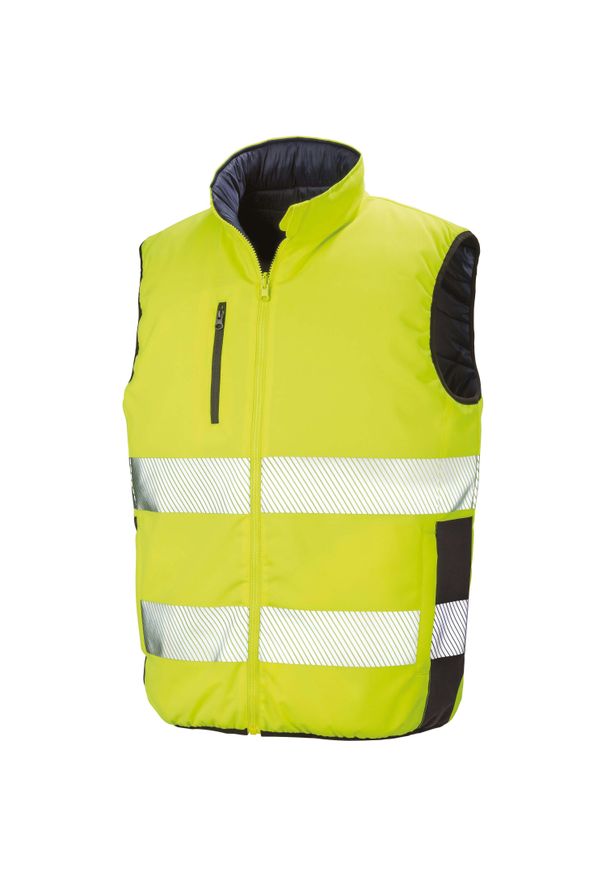 RESULT - Kamizelka ochronna bez rękawów Result. Kolor: wielokolorowy, niebieski, żółty. Materiał: puch. Długość rękawa: bez rękawów