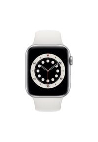 APPLE Watch 6 44mm (Srebrny z opaską sportową w kolorze białym). Rodzaj zegarka: smartwatch. Kolor: srebrny, wielokolorowy, biały. Materiał: poliester, nylon, guma, materiał. Styl: sportowy #2