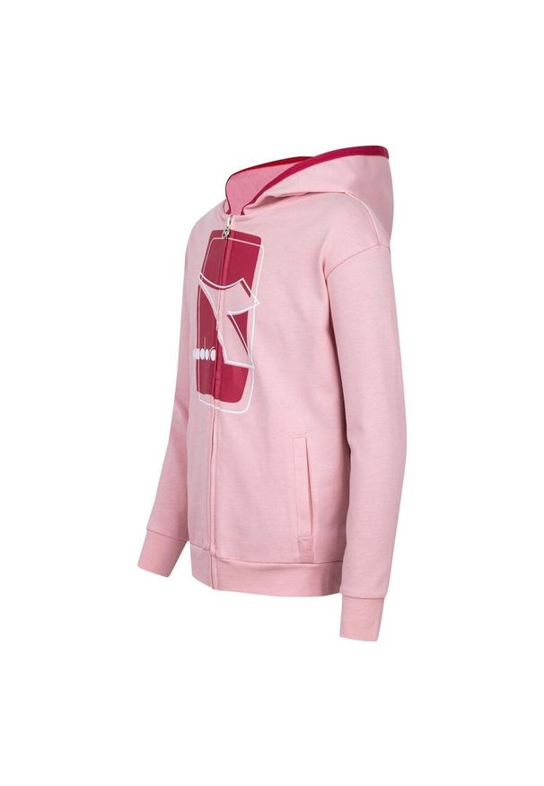 Diadora - Zestaw dresowy dziecięcy DIADORA JU. TRACKSUIT HOODIE FZ ELEMENTS. Kolor: różowy. Materiał: dresówka