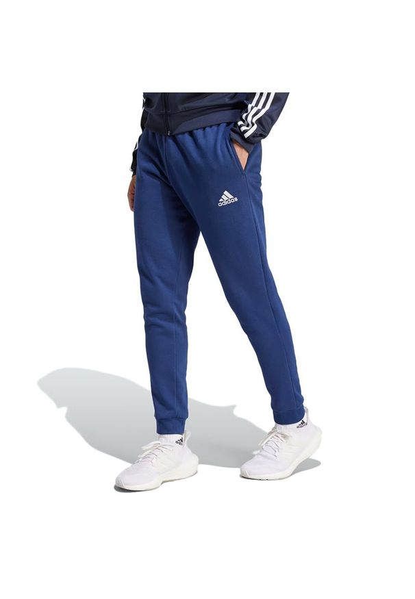 Adidas - Spodnie adidas Entrada 22 Sweat Pants H57529 - granatowe. Kolor: niebieski. Materiał: bawełna, poliester, dresówka, materiał