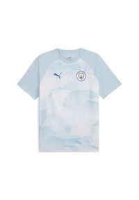 Puma - Koszulka przedmeczowa Manchester City 2023/24. Kolor: niebieski, wielokolorowy, szary. Materiał: jersey, materiał, poliester