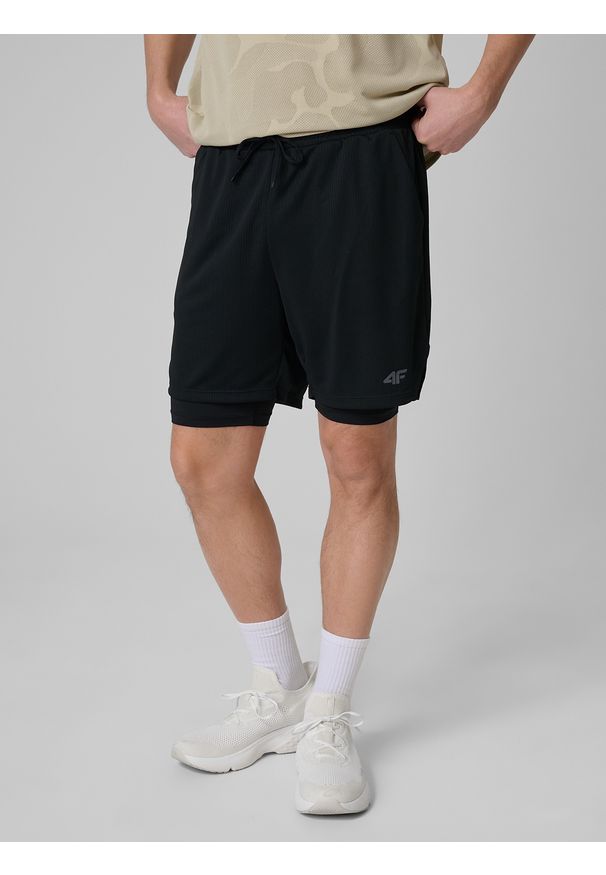4f - 4F Spodenki treningowe szybkoschnące męskie - czarne M. Kolor: czarny. Materiał: skóra. Sport: fitness