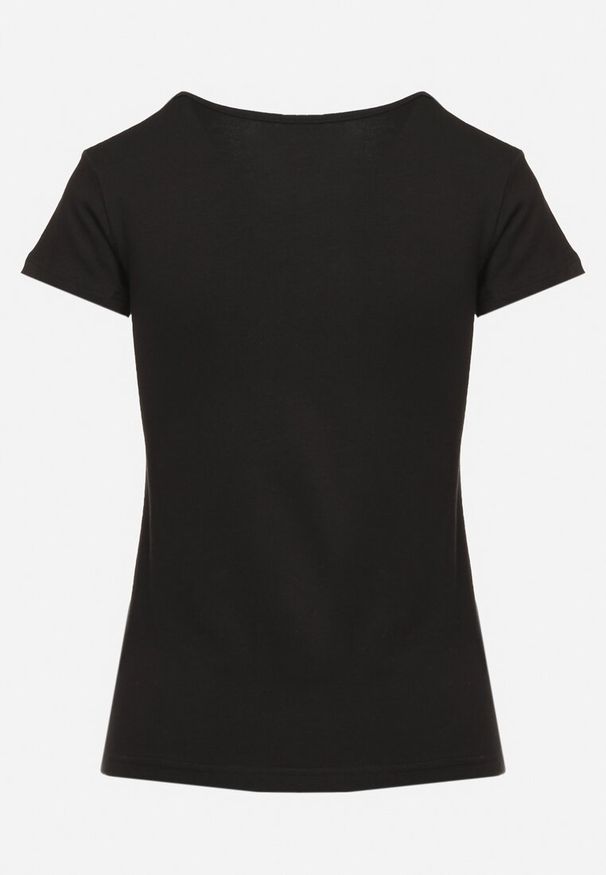 Born2be - Czarny Klasyczny Bawełniany T-shirt Zeiola. Okazja: na co dzień. Kolor: czarny. Materiał: bawełna. Styl: klasyczny