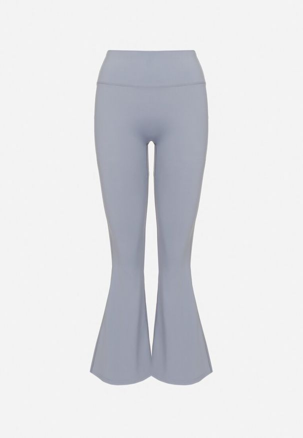 Born2be - Jasnoniebieskie Legginsy o Kroju Dzwonów z Wysokim Stanem Koritea. Okazja: na co dzień. Stan: podwyższony. Kolor: niebieski. Styl: klasyczny, casual