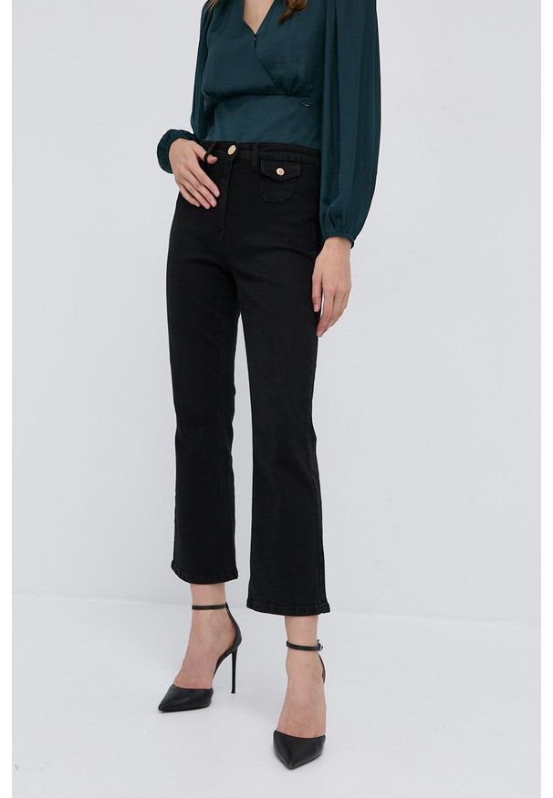 Elisabetta Franchi Jeansy damskie high waist. Stan: podwyższony. Kolor: czarny
