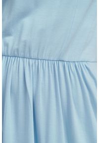 Marie Zélie - Sukienka Emelina błękitna mikromodal krótki rękaw. Kolor: niebieski. Materiał: wiskoza, dzianina, elastan, włókno, skóra, guma. Długość rękawa: krótki rękaw. Styl: klasyczny. Długość: midi #2