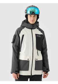 4f - 4F Kurtka snowboardowa membrana 10000 męska - biała 3XL. Okazja: na co dzień. Typ kołnierza: kaptur. Kolor: biały. Materiał: dzianina, materiał, tkanina, poliester. Wzór: gładki. Sezon: zima. Styl: casual, klasyczny, sportowy #1