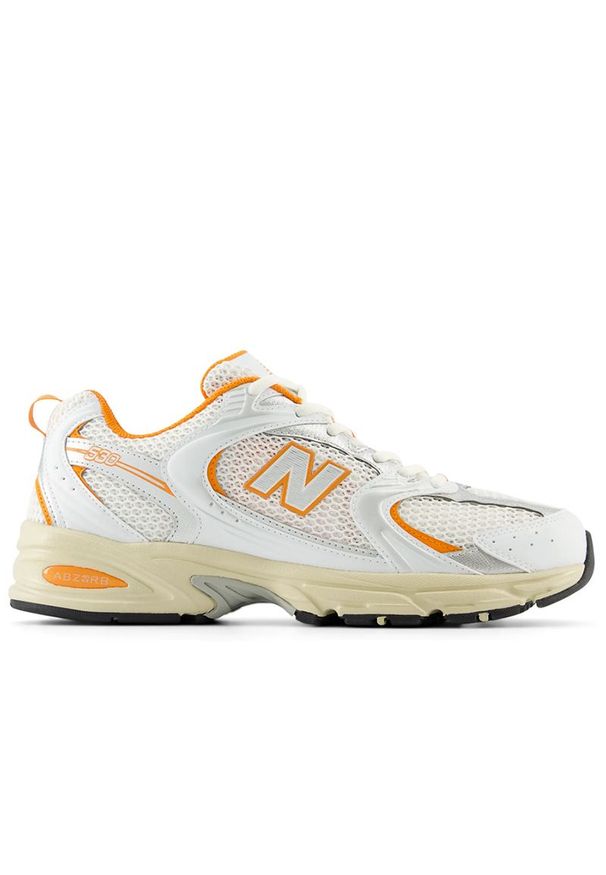 Buty New Balance MR530EB - białe. Okazja: na co dzień. Kolor: biały. Materiał: materiał, syntetyk, skóra. Szerokość cholewki: normalna. Sezon: lato