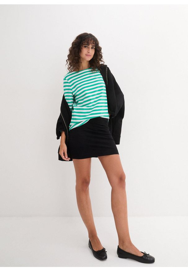 bonprix - Bluza peleryna rozpinana ze zrównoważonej bawełny. Typ kołnierza: kaptur. Kolor: czarny. Materiał: bawełna