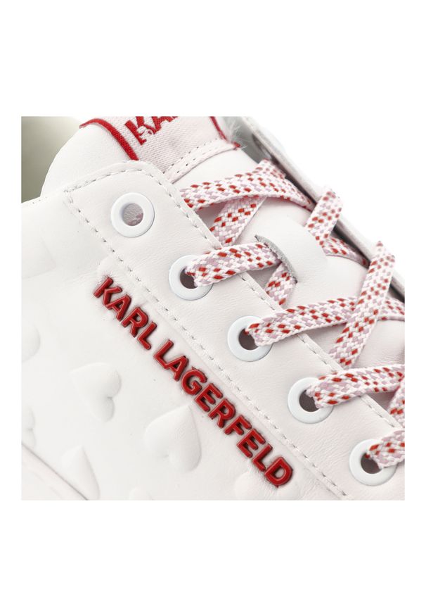 Białe Sneakersy Karl Lagerfeld Eleganckie Obuwie Damskie. Okazja: na co dzień. Zapięcie: sznurówki. Kolor: biały. Materiał: skóra. Styl: elegancki