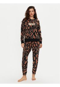 DKNY Piżama YI80028F Brązowy Relaxed Fit. Kolor: brązowy. Materiał: syntetyk #1