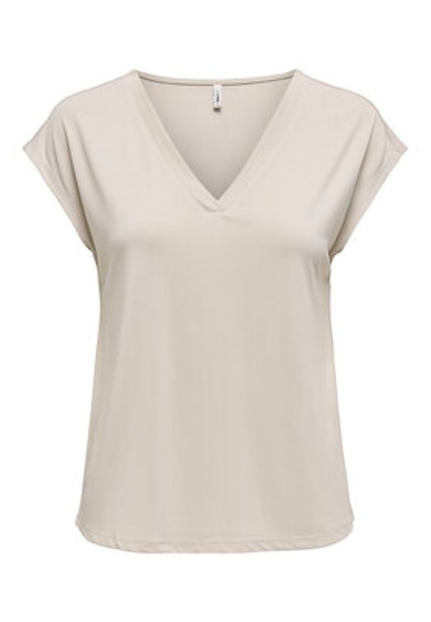 only - ONLY T-Shirt Free 15287041 Beżowy Regular Fit. Kolor: beżowy. Materiał: syntetyk