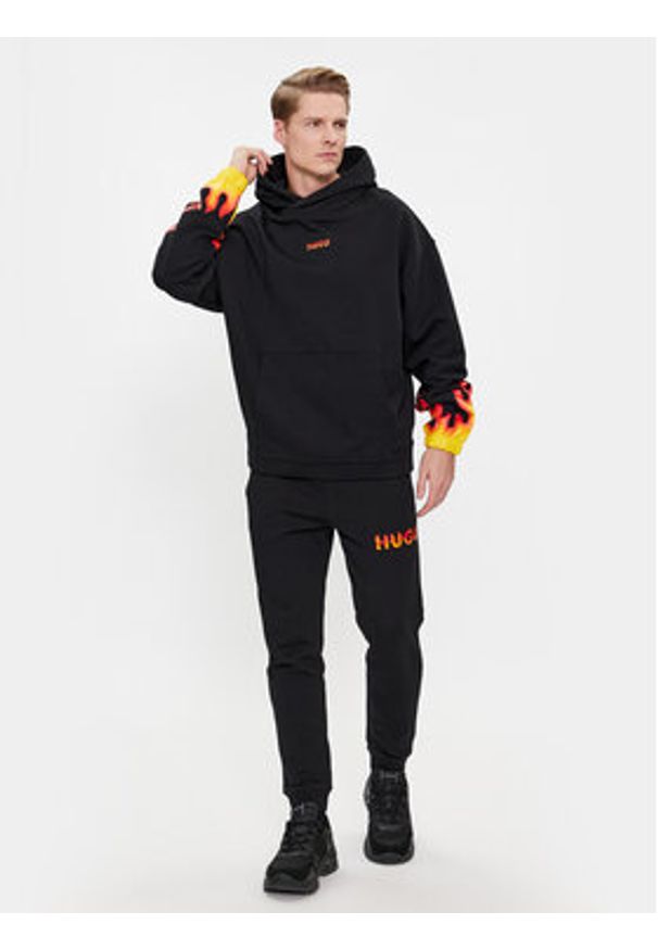 Hugo Bluza Droma 50504815 Czarny Oversize. Kolor: czarny. Materiał: bawełna