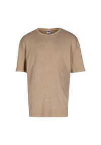 T-shirt prążkowany Urban Classics. Kolor: beżowy. Materiał: prążkowany #1