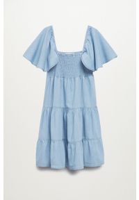 mango - Mango Sukienka DULIPA mini rozkloszowana. Kolor: niebieski. Materiał: bawełna, materiał. Typ sukienki: rozkloszowane. Długość: mini #5