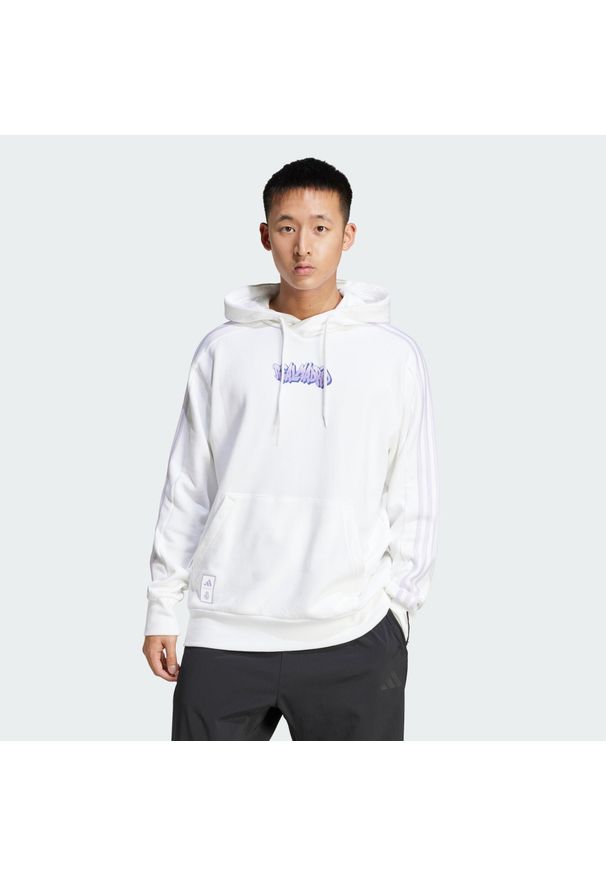 Adidas - Bluza z kapturem Real Madrid. Typ kołnierza: kaptur. Kolor: biały. Sport: piłka nożna