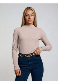 Sinsay - Prążkowana bluzka z zabudowanym dekoltem z domieszką wiskozy - beżowy. Kolor: beżowy. Materiał: prążkowany, wiskoza #1