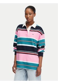 Tommy Jeans Polo DW0DW23483 Kolorowy Regular Fit. Typ kołnierza: polo. Materiał: bawełna. Wzór: kolorowy #1