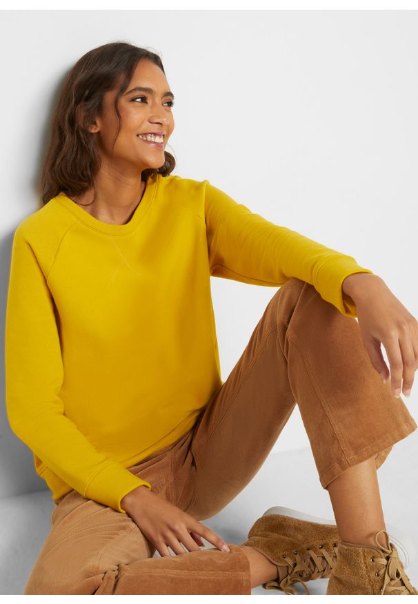 bonprix - Bluza basic z poliestru z recyklingu. Kolor: żółty. Materiał: poliester