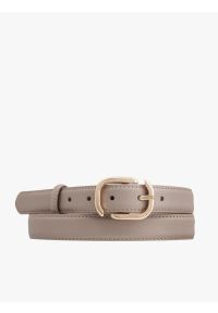 Ryłko - Beżowy pasek ze skóry licowej. Kolor: beżowy. Materiał: skóra. Wzór: aplikacja #1