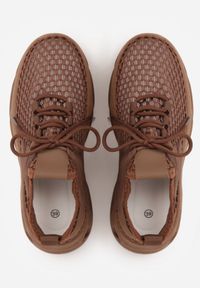 Renee - Brązowe Streetwearowe Sneakersy z Siateczki na Perforowanej Podeszwie Clythusa. Nosek buta: okrągły. Kolor: brązowy. Materiał: skóra, materiał. Sezon: lato. Obcas: na obcasie. Wysokość obcasa: niski #9