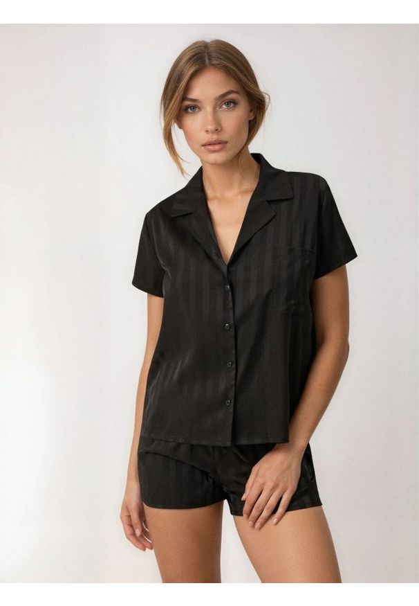 Sinsay - Piżama dwuczęściowa w paski - czarny. Kolor: czarny. Wzór: paski