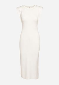 Born2be - Biała Sukienka Bodycon z Prążkowanej Dzianiny z Rozcięciem Roleria. Okazja: na co dzień. Kolor: biały. Materiał: prążkowany, dzianina. Długość rękawa: bez rękawów. Typ sukienki: bodycon. Styl: casual, elegancki #7