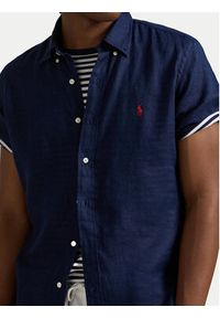 Polo Ralph Lauren Koszula 710968912001 Granatowy Custom Fit. Typ kołnierza: polo. Kolor: niebieski. Materiał: len