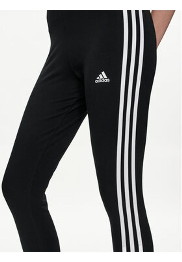 Adidas - adidas Legginsy Essentials 3-Stripes High-Waisted Single Jersey Leggings IC7151 Czarny. Kolor: czarny. Materiał: bawełna