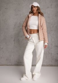 Renee - Beżowa Kurtka Przejściowa z Pikowaniem i Odpinanym Kapturem Edielitia. Okazja: na co dzień. Typ kołnierza: kaptur. Kolor: beżowy. Materiał: jeans, nylon. Styl: casual #6