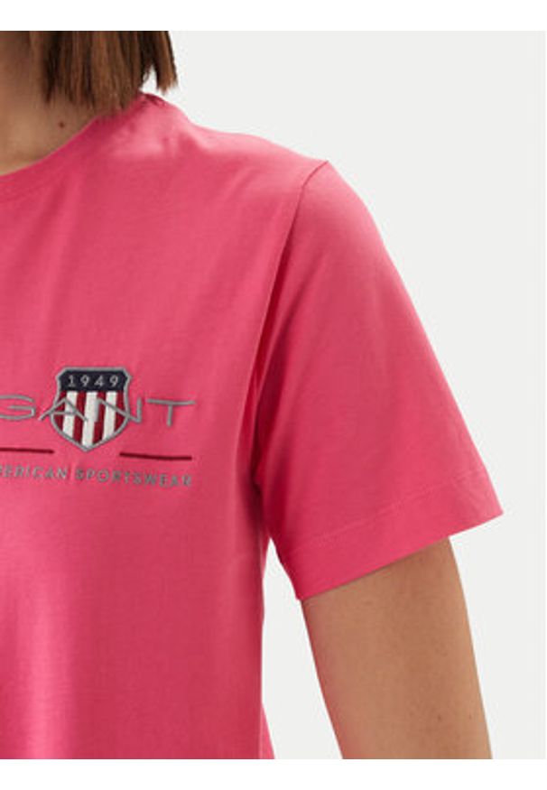 GANT - Gant T-Shirt 4200277 Różowy Regular Fit. Kolor: różowy. Materiał: bawełna