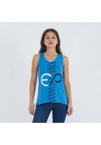 ELPLAYER - Top treningowy BUBLE z bawełny damski. Kolor: niebieski. Materiał: bawełna. Wzór: nadruk. Sport: fitness #1