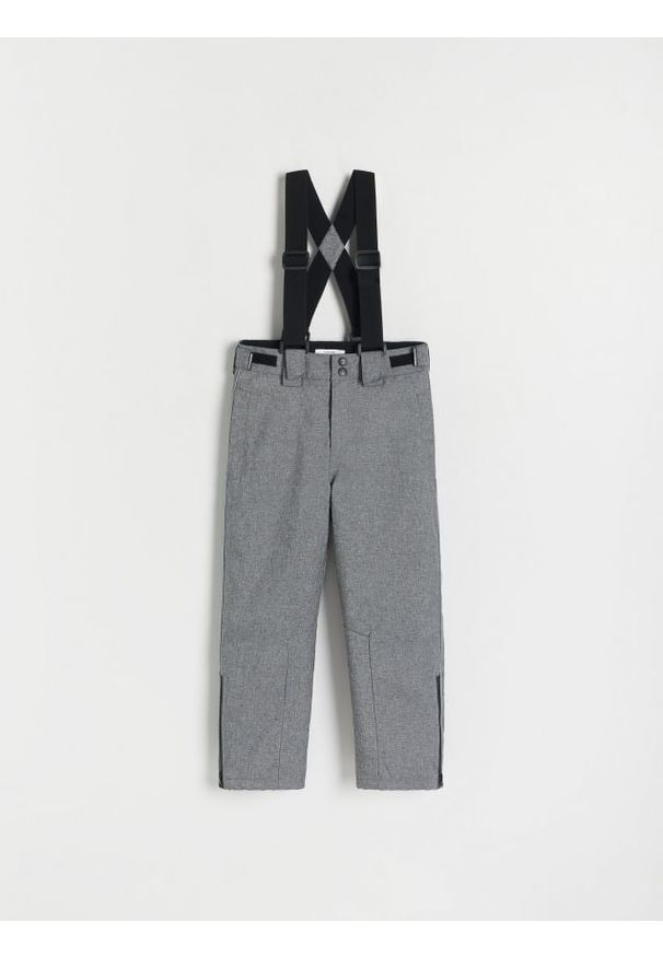 Reserved - Ocieplane spodnie z szelkami - ciemnoszary. Kolor: szary. Materiał: tkanina