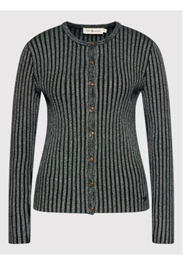 Tory Burch Kardigan 85850 Srebrny Slim Fit. Kolor: srebrny. Materiał: wełna