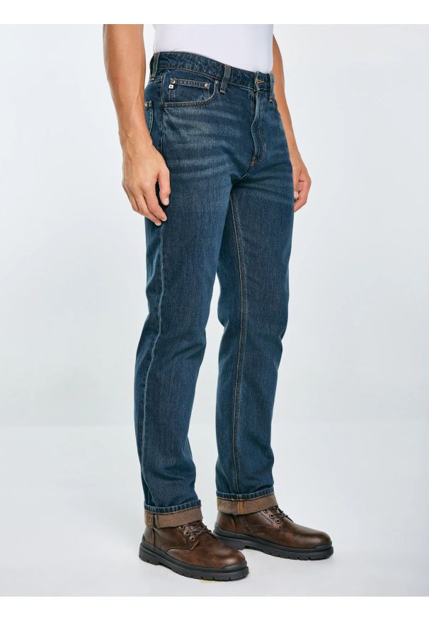 Big-Star - Jeansy męskie z prostą nogawką granatowe Toros 764. Okazja: na co dzień. Stan: podwyższony. Kolor: niebieski. Sezon: zima, jesień. Styl: casual, klasyczny