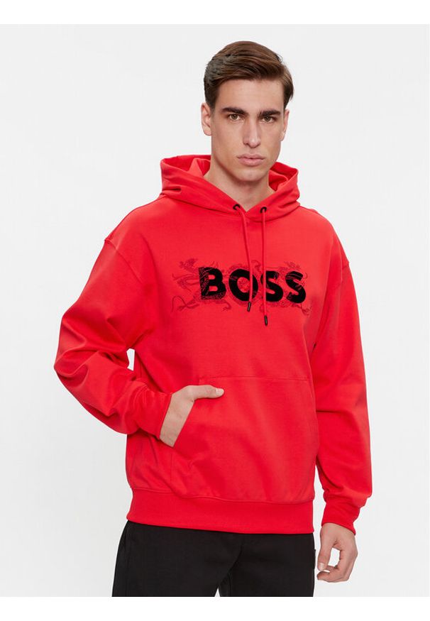 BOSS - Boss Bluza Sullivan 119_Lny 50510129 Czerwony Regular Fit. Kolor: czerwony. Materiał: bawełna