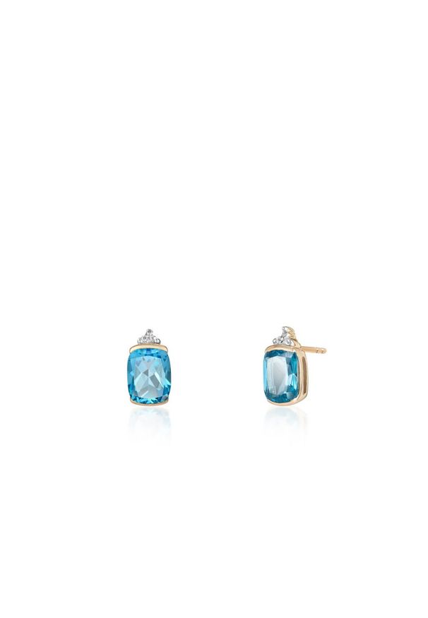 W.KRUK Wyjątkowe Kolczyki Złote - złoto 375, Topaz swiss blue,biały topaz - ZHH/KT05. Materiał: złote. Kolor: biały, złoty, wielokolorowy. Wzór: aplikacja. Kamień szlachetny: topaz