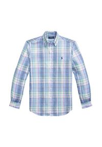 Polo Ralph Lauren Koszula 710B16705002 Niebieski Regular Fit. Typ kołnierza: polo. Kolor: niebieski. Materiał: len #8