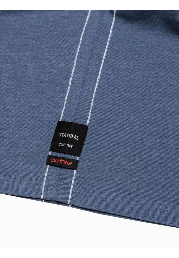 Ombre Clothing - Longsleeve męski z nadrukiem L130 - ciemnoniebieski - XXL. Kolor: niebieski. Materiał: bawełna, tkanina. Długość rękawa: długi rękaw. Wzór: nadruk