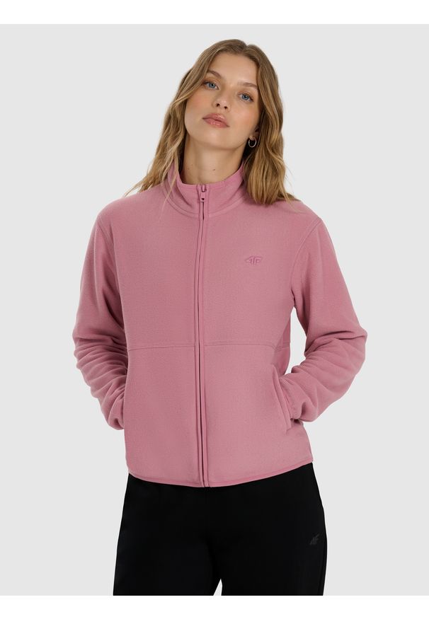 4f - 4F Polar ze stójką regular damski - różowy XS. Typ kołnierza: kołnierzyk stójkowy. Kolor: różowy. Materiał: polar