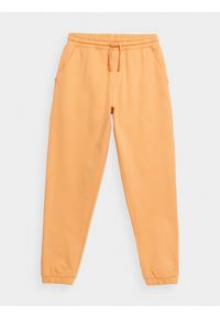 4f - Spodnie dresowe z bawełny organicznej damskie. Kolor: pomarańczowy. Materiał: dresówka, bawełna