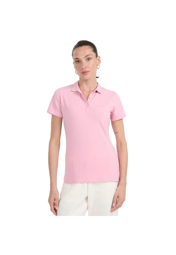 4f - Koszulka damska polo 4F F365 jasny róż 4FWMM00TPTSF365 56S ROZMIAR 2XL. Okazja: do pracy. Typ kołnierza: polo. Kolor: różowy