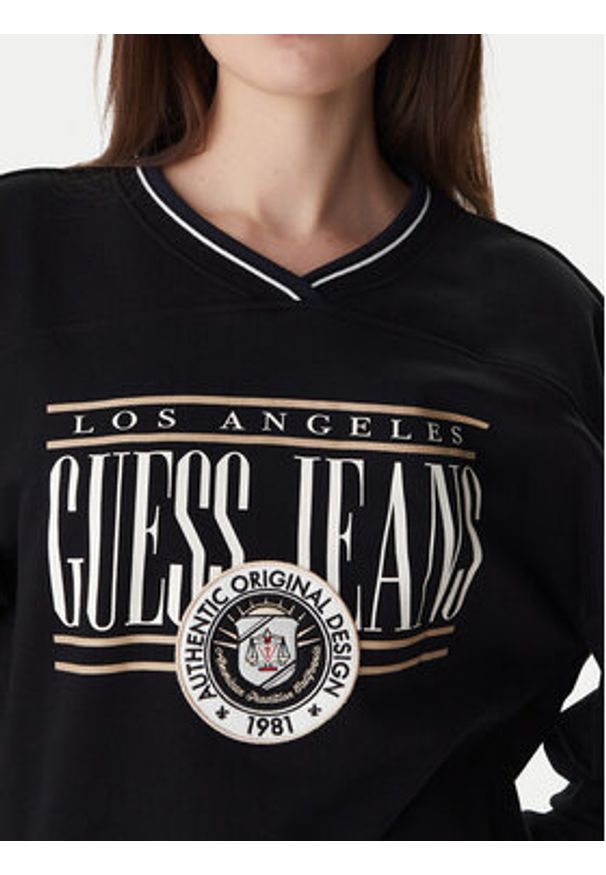 Guess Jeans Bluza W6RQ09 K68I4 Czarny Oversize. Kolor: czarny. Materiał: bawełna