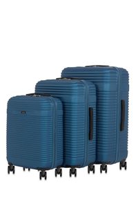 Ochnik - Komplet walizek na kółkach 19'/24'/28'. Kolor: niebieski. Materiał: materiał, poliester, guma, kauczuk