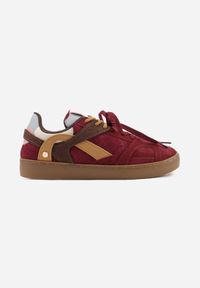 Born2be - Bordowe Sneakersy w Stylu Klasycznych Tenisówek z Podwójnym Sznurowaniem Livitta. Okazja: na co dzień, na spacer. Zapięcie: sznurówki. Kolor: czerwony. Materiał: jeans. Sport: turystyka piesza #7