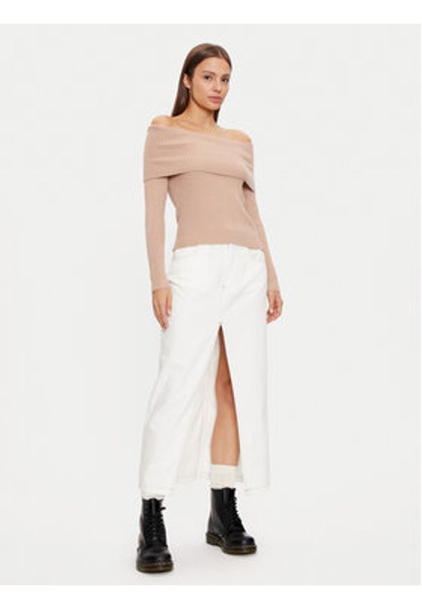 only - ONLY Sweter Katia 15311830 Beżowy Regular Fit. Kolor: beżowy. Materiał: wiskoza