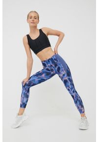 New Balance legginsy do biegania Printed Impact Run damskie kolor granatowy wzorzyste. Kolor: niebieski. Materiał: skóra, materiał. Sport: bieganie