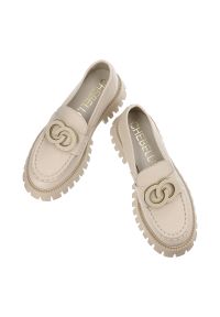 CheBello - Beżowe Mokasyny Chebello Eleganckie Obuwie Damskie. Okazja: na co dzień. Zapięcie: klamry. Kolor: beżowy. Materiał: skóra. Styl: elegancki #6